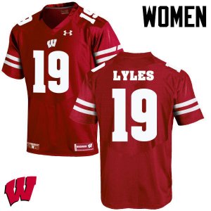 Women's Wisconsin Badgers NCAA #19 Kare Lyles Red Authentic Under Armour Stitched College Football Jersey LP31S02VB